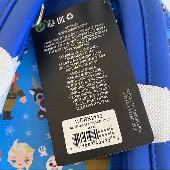 Loungefly x Disney Frozen Chibi Print Mini Backpack NWT - Picture 8 of 15
